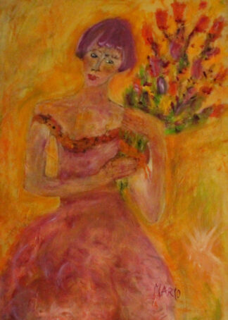 Woman with Bouquet of Flowers