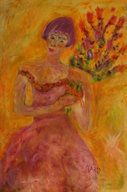 Woman with Bouquet of Flowers